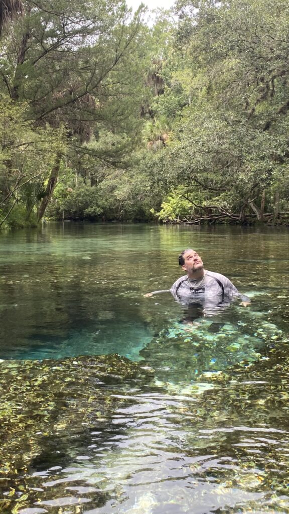 Felix Pike enjoys a freshwater spring near Crystal River Florida